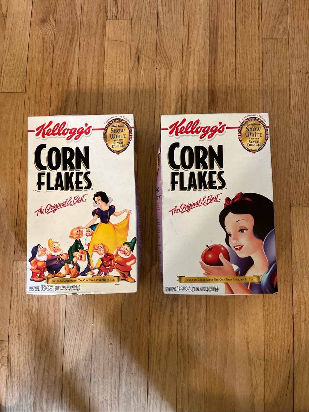 vintage New 2001 (2)full sealed boxes Kelloggs Snow White corn flakes 18oz boxes
